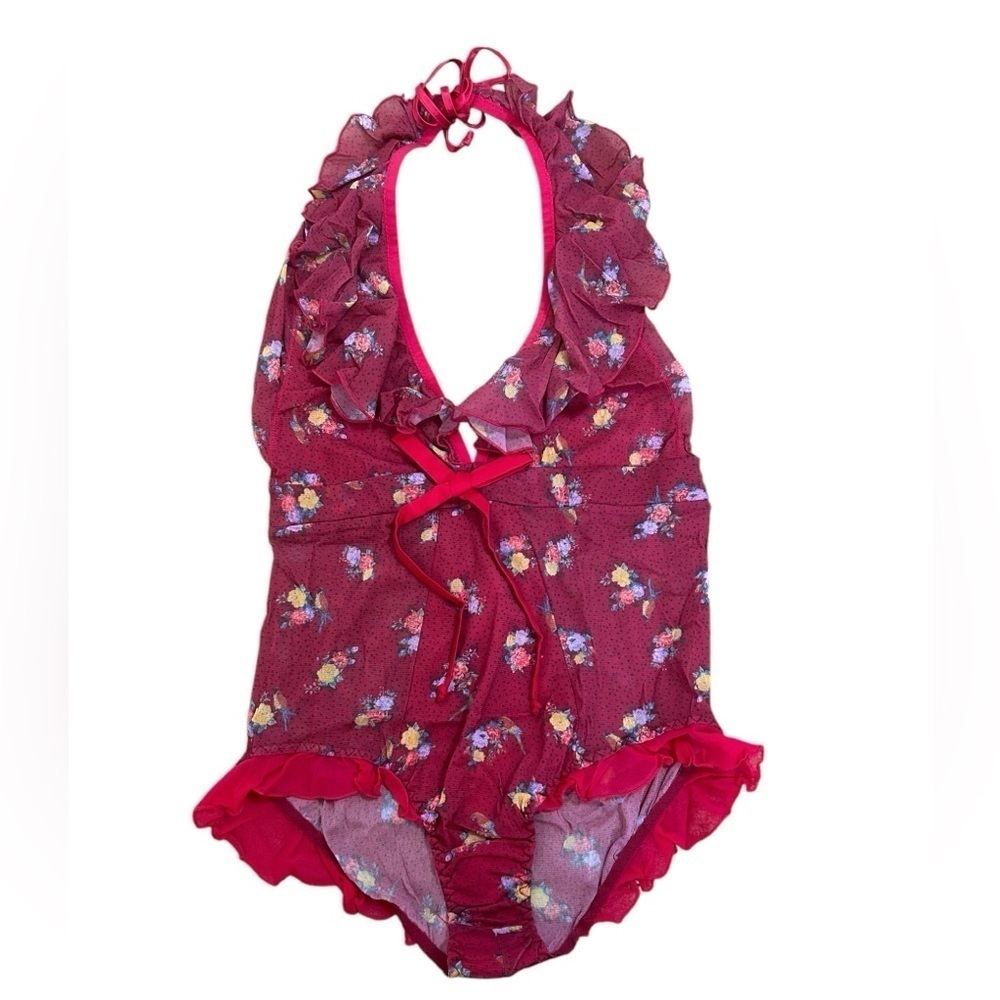 We are HAH Butterfly Printed Bodysuit in Cheap Perfume Wino Womens Sz Med NWT - Picture 3 of 13